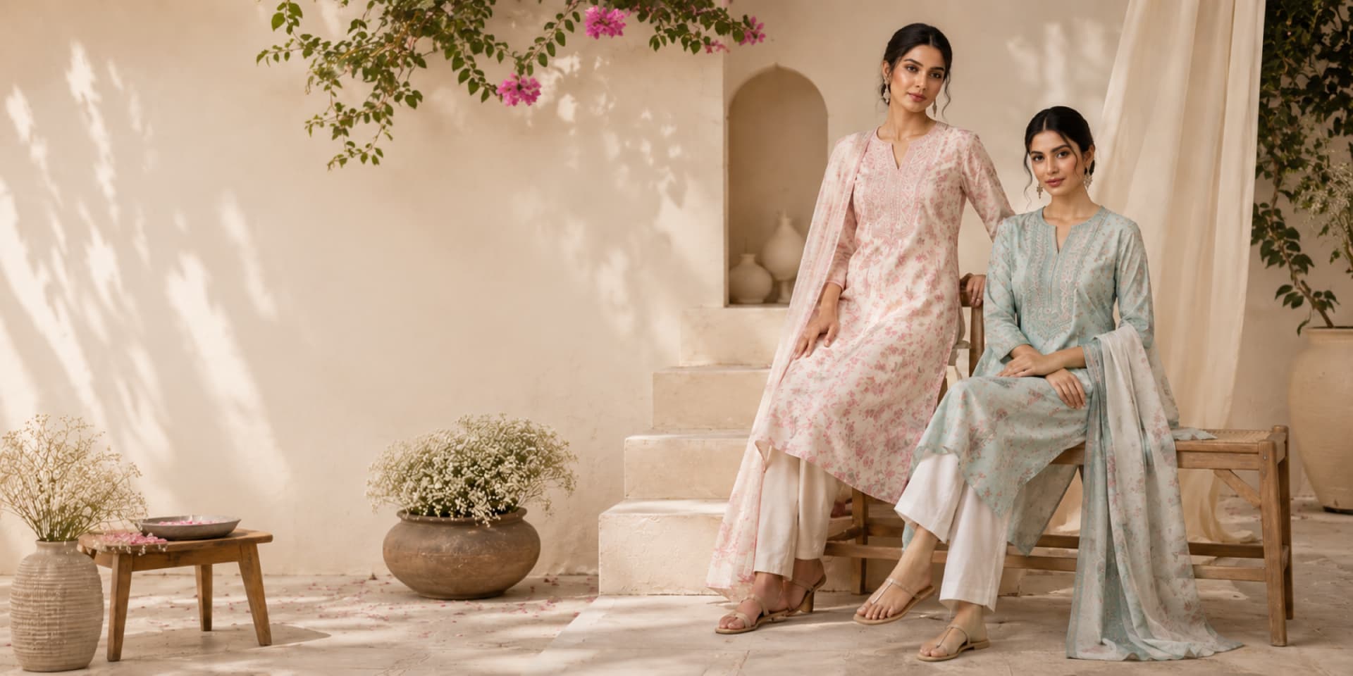 Pastel Peach Hand-Embroidered Anarkali Set