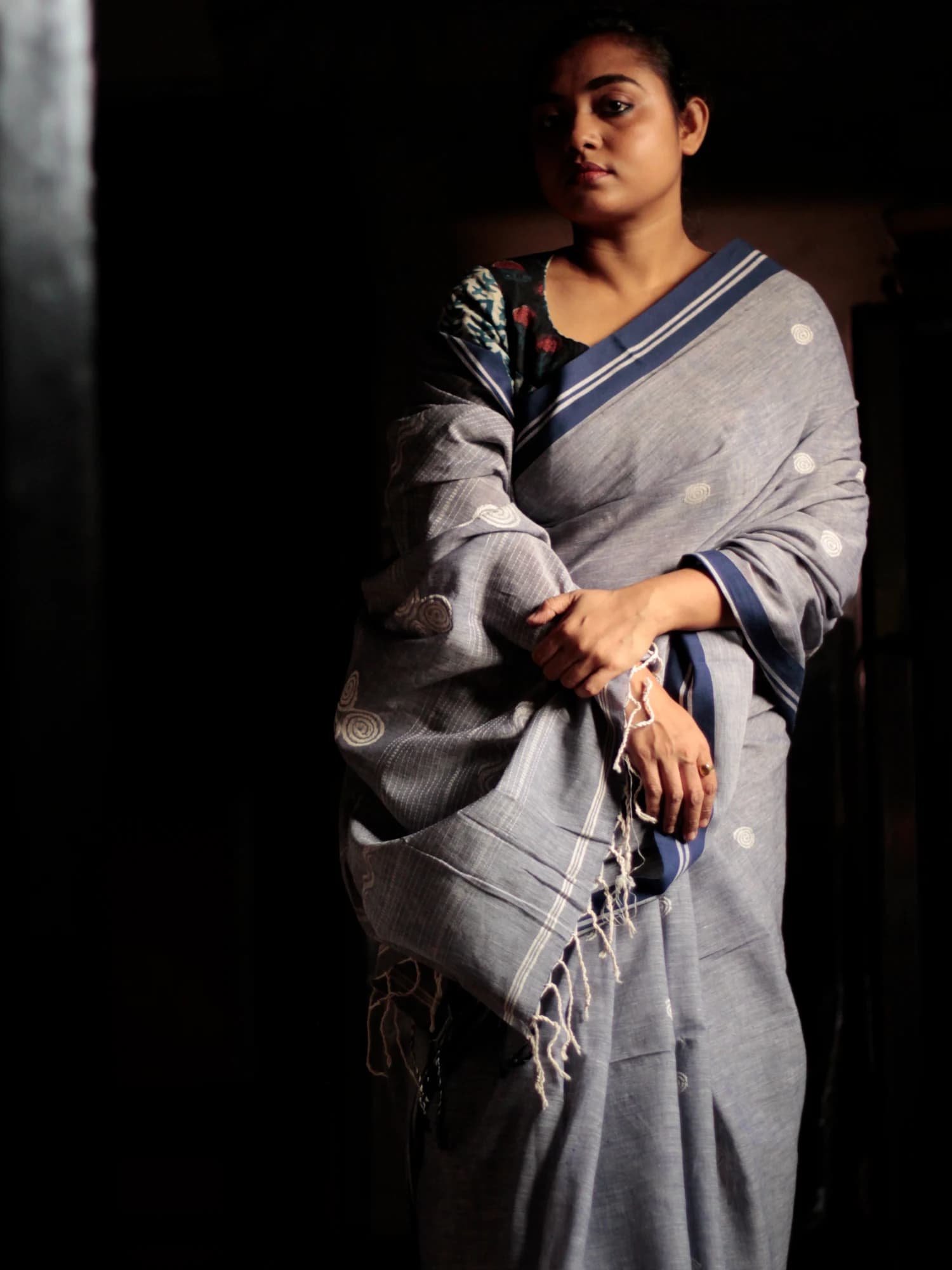 Slate Grey Aborto Tangail Saree thumbnail 3