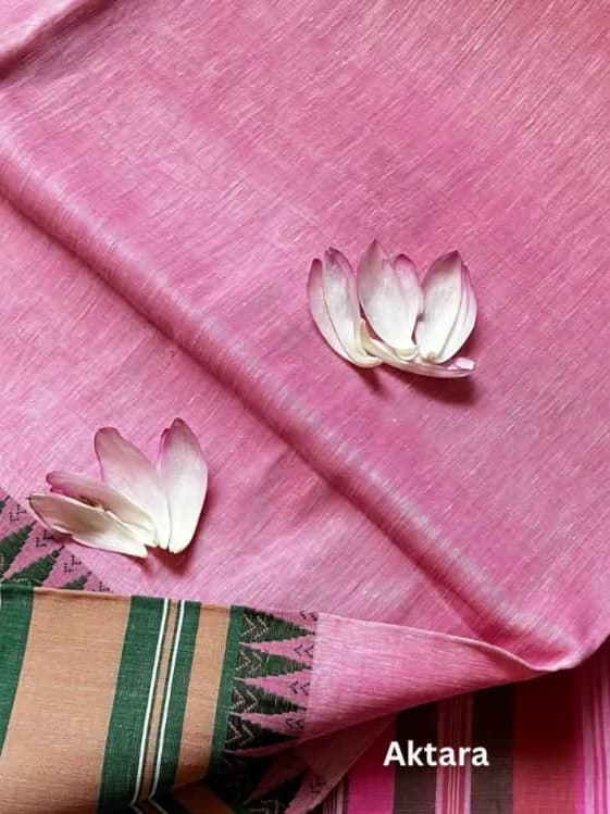 Papri Pink Linen Begampuri Saree thumbnail 2