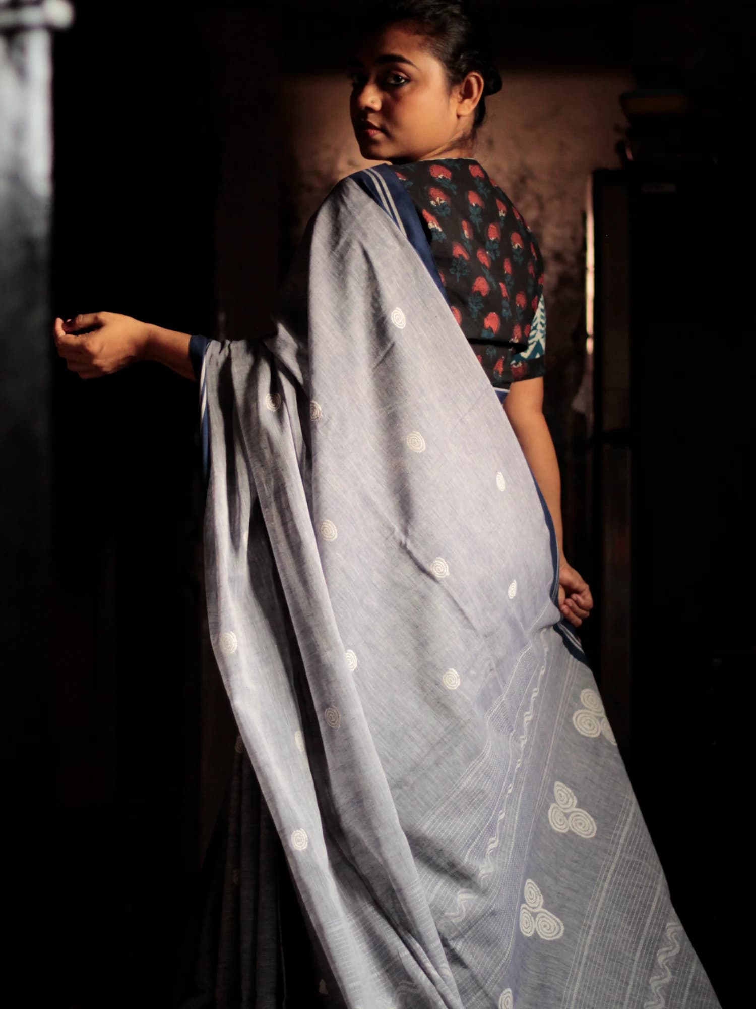 Slate Grey Aborto Tangail Saree