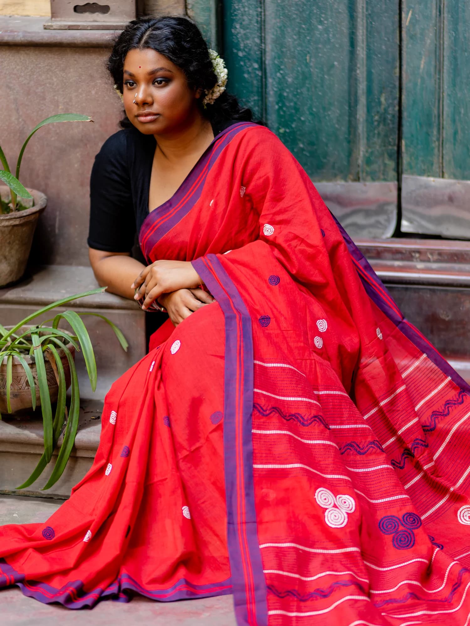 Red Aborto Tangail Saree thumbnail 3
