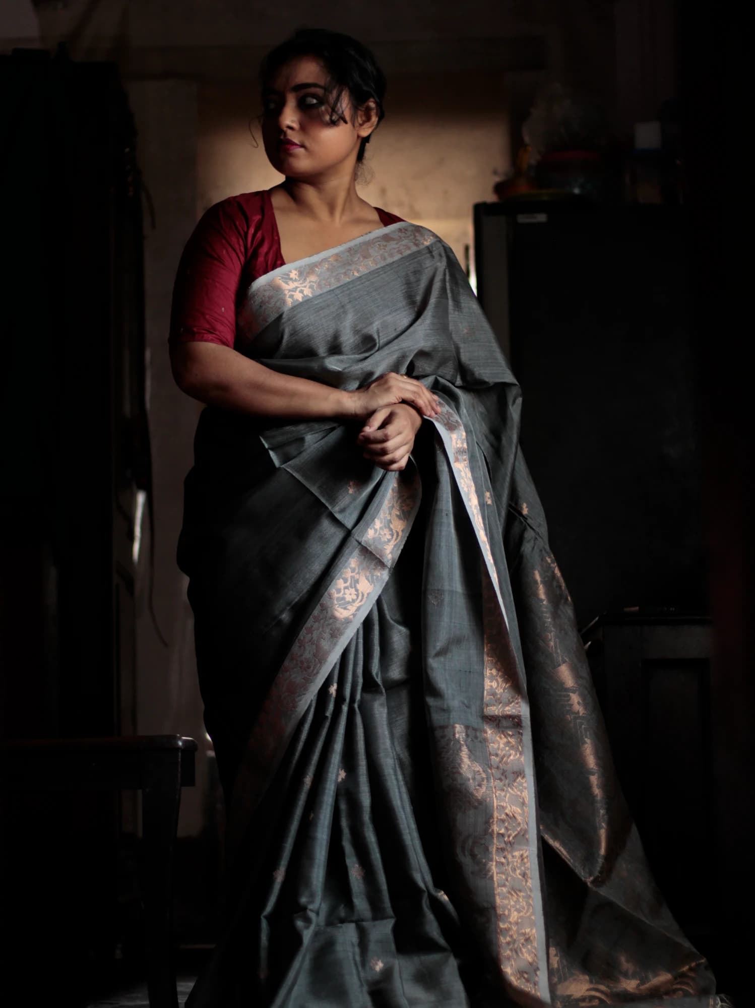 Maroon Banarasi Brocade Silk Dupatta