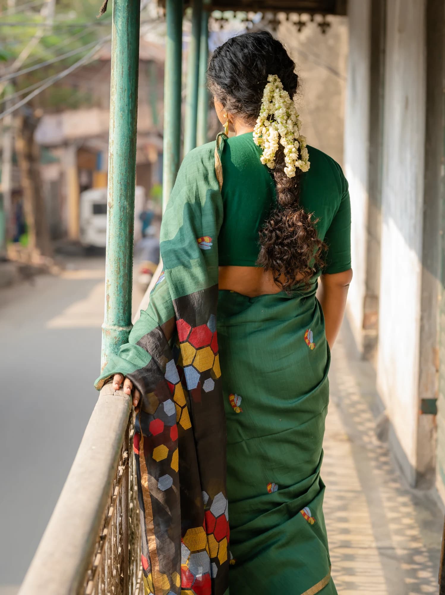 Peacock Blue Baluchari Silk Saree